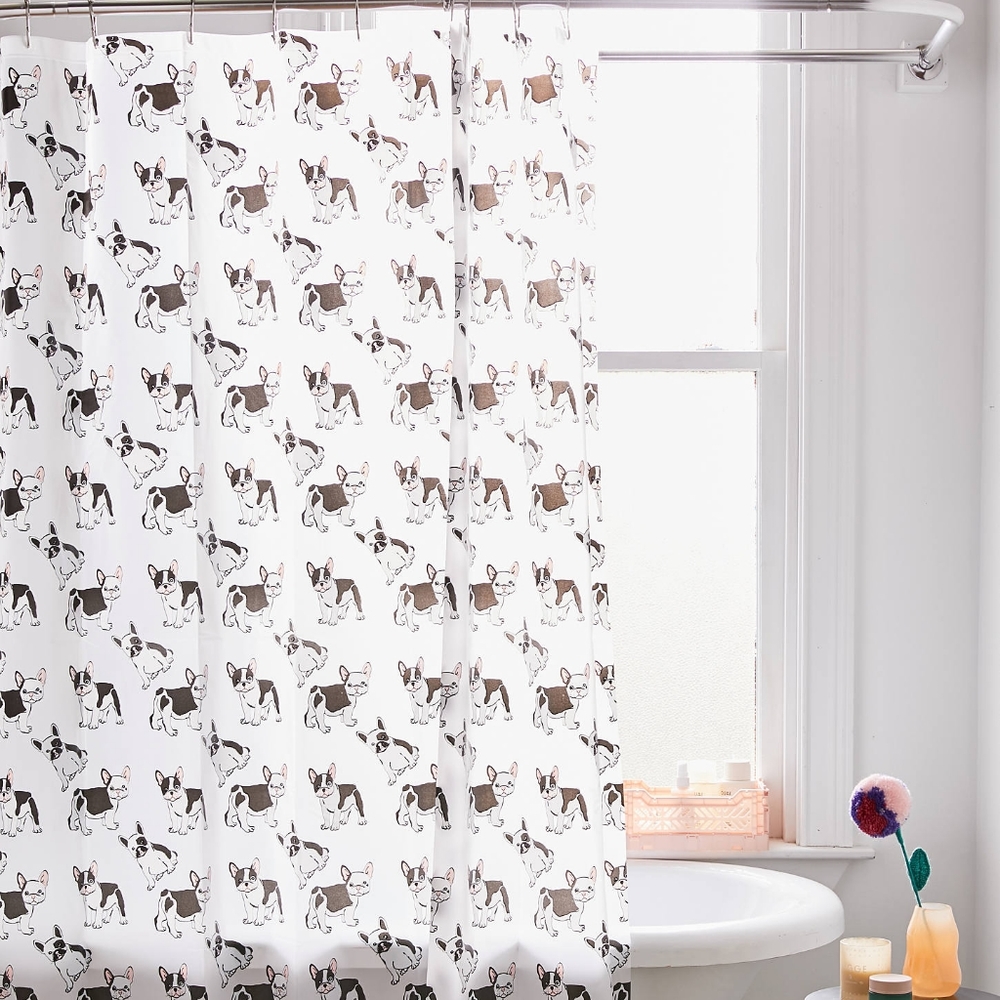 👉❤Bulldog pups shower curtain!!!